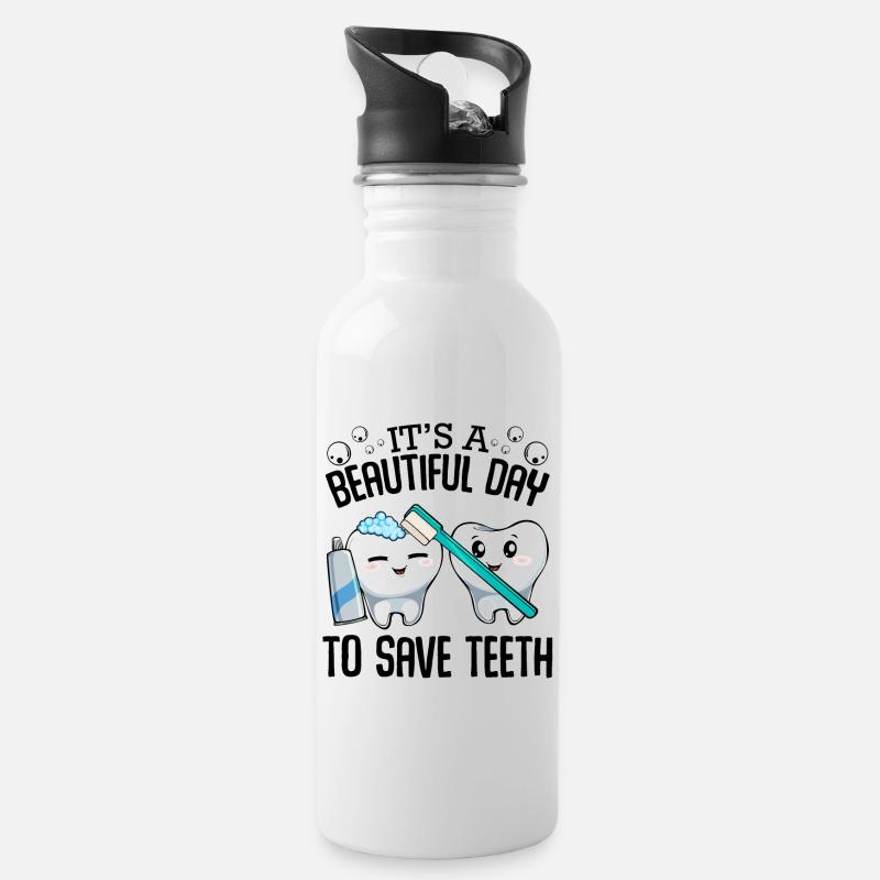 Dentiste - Gourde avec paille intégrée - blanc