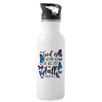 Christian Bible Verse Quote - Trinkflasche mit integriertem Trinkhalm - Weiß - Rechts