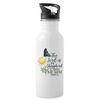 Christian Bible Verse Quote - Trinkflasche mit integriertem Trinkhalm - Weiß - Rechts