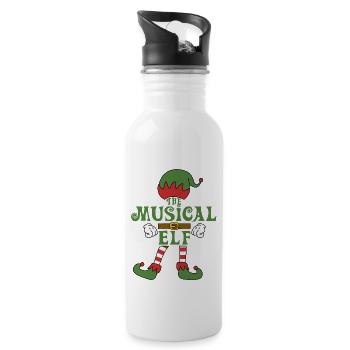 The Musical Elf Christmas Family Outfit - Water bottle with straw - white - Right