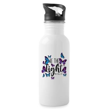 Christian Bible Verse Butterfly Be - Trinkflasche mit integriertem Trinkhalm - Weiß - Rechts