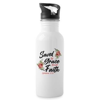 Christian Bible Verse Quote Rose - Trinkflasche mit integriertem Trinkhalm - Weiß - Rechts