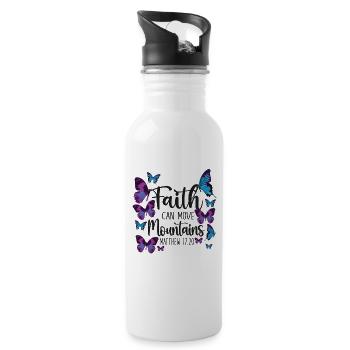 Christian Bible Verse Quote - Trinkflasche mit integriertem Trinkhalm - Weiß - Rechts