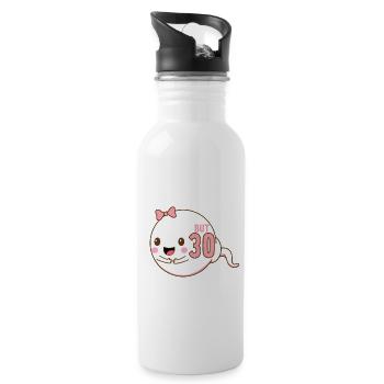 30 years ago 30 years fastest 30th birthday - Water bottle with straw - white - Right