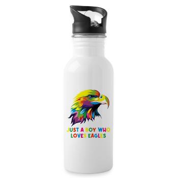 just a boy who loves eagles bird eagle - Water bottle with straw - white - Right
