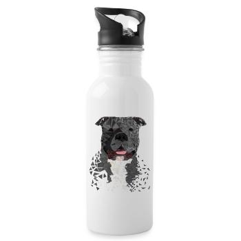American Bully XL Polygon artistically designed - Water bottle with straw - white - Right
