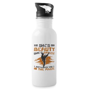 Karate-Mädchen liebt Karate - Trinkflasche mit integriertem Trinkhalm - Weiß - Rechts