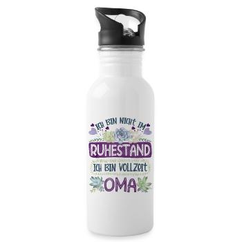 Rente Ruhestand Vollzeit Oma Großmutter - Trinkflasche mit integriertem Trinkhalm - Weiß - Rechts