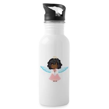 Christkind Afrodeutsch Afroamerikanisch Schwarz - Trinkflasche mit integriertem Trinkhalm - Weiß - Rechts