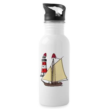 Voilier Nikolaus Santa Ahoi Noël maritime - Gourde avec paille intégrée - blanc - Droite