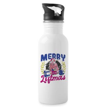 Merry Liftmas Bodybuilder Santa Powerlifting - Gourde avec paille intégrée - blanc - Droite