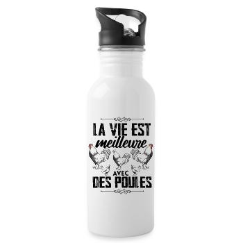 La Vie Est Meilleure Avec Mes Poules Cadeau - Gourde avec paille intégrée - blanc - Droite