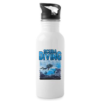 Underwater Scuba Diving Divers Coral Reefs Sea - Water bottle with straw - white - Right
