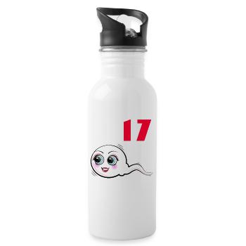 17 Geburtstag 17. Jubiläum 17. Ehrentag Geschenk - Trinkflasche mit integriertem Trinkhalm - Weiß - Rechts