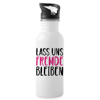 Lass uns Fremde bleiben - Trinkflasche mit integriertem Trinkhalm - Weiß - Rechts