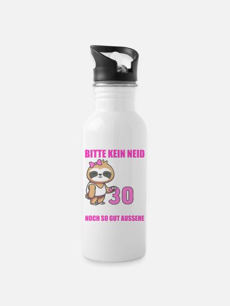 30 Jahre im Dienst 30 Jähriges Dienstjubiläum - Trinkflasche mit integriertem Trinkhalm - Weiß