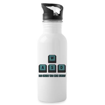 Gamer Zocker W A S D Das einzige was ich mich - Trinkflasche mit integriertem Trinkhalm - Weiß - Rechts