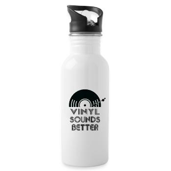 Vinyl Sounds Better Turntable Record - Water bottle with straw - white - Right