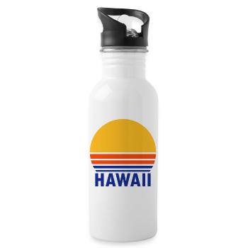 Hawaii (geteilte Sonne) - Trinkflasche mit integriertem Trinkhalm - Weiß - Rechts