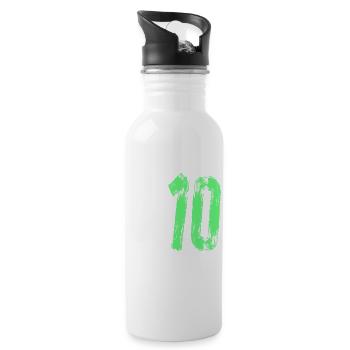 Football birthday 10 years - Water bottle with straw - white - Right