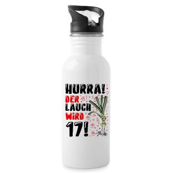 17 Geburtstag Junge Gag Geschenk Ehrenlauch - Trinkflasche mit integriertem Trinkhalm - Weiß - Rechts