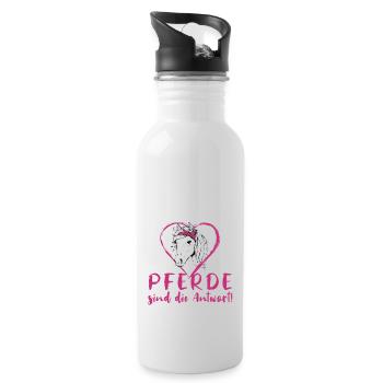 Pferde Reiterin Lustiger Spruch - Trinkflasche mit integriertem Trinkhalm - Weiß - Rechts