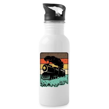 Train rétro - Gourde avec paille intégrée - blanc - Droite