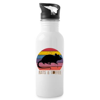 Rats & Coffee - Trinkflasche mit integriertem Trinkhalm - Weiß - Rechts