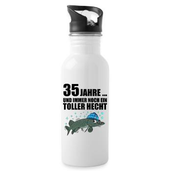 Anglergeschenk zum 35 Geburtstag 35 Ehrentag - Trinkflasche mit integriertem Trinkhalm - Weiß - Rechts