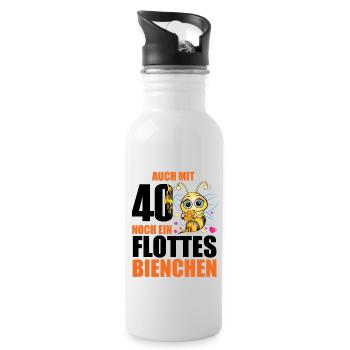 40 Geburtstag Frauen Geschenk lustig Biene Imker - Trinkflasche mit integriertem Trinkhalm - Weiß - Rechts