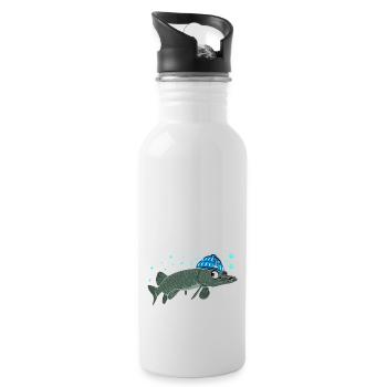 Anglergeschenk zum 60 Geburtstag 60 Ehrentag - Trinkflasche mit integriertem Trinkhalm - Weiß - Rechts