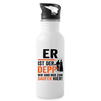 Junggesellenabschied Männer Geschenk lustig - Trinkflasche mit integriertem Trinkhalm - Weiß - Rechts
