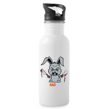 Halloween 2021 Monster verrückter Hase Sarkasmus - Trinkflasche mit integriertem Trinkhalm - Weiß - Rechts