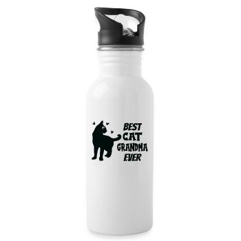 Best Cat Grandma Ever Grandma loves cats - Water bottle with straw - white - Right