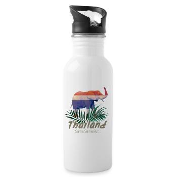 Éléphant de Thaïlande avec drapeau et cadeau jungle - Gourde avec paille intégrée - blanc - Droite