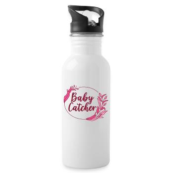 Baby Catcher OB Nurse Midwife Birth Assistant - Water bottle with straw - white - Right