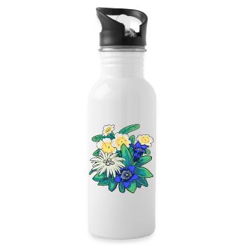 Autriche Fleurs Fleurs Montagnes Montagnes Nature Flore - Gourde avec paille intégrée - blanc - Droite