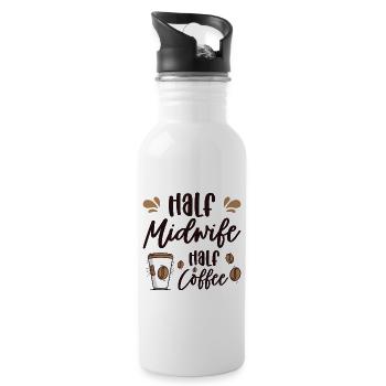 Half Midwife Half Coffee Birth Assistant Worker - Water bottle with straw - white - Right
