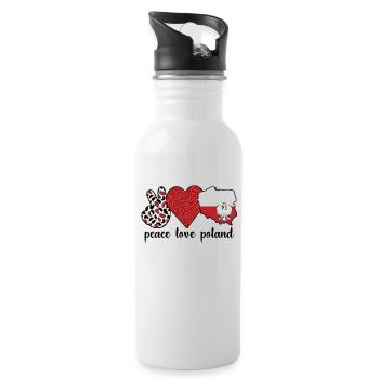 Proud Pole Poland Flag Polish Roots - Water bottle with straw - white - Right