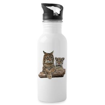 Lynx et léopard nuageux - Gourde avec paille intégrée - blanc - Droite