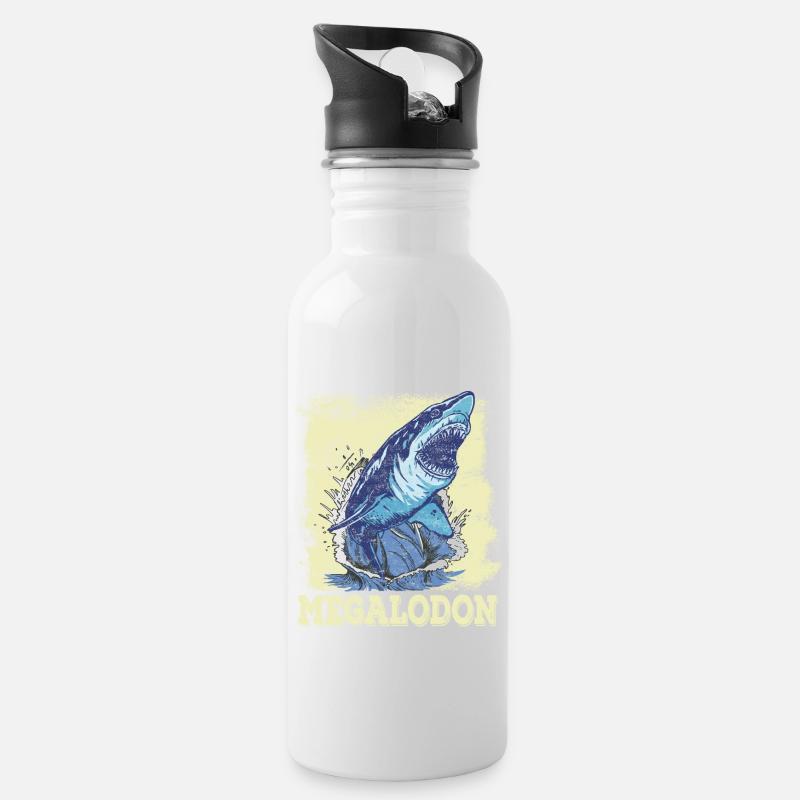 Megalodon - Trinkflasche mit integriertem Trinkhalm - Weiß