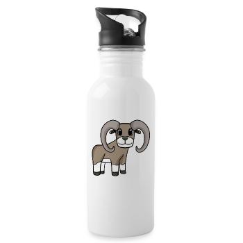 Mufflon Wild Sheep - Water bottle with straw - white - Right