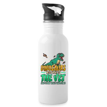 Funny Dinosaurs Never Went To The Vet Veterinarian - Trinkflasche mit integriertem Trinkhalm - Weiß - Rechts