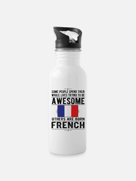 Français France Drapeau Français origine - Gourde avec paille intégrée - blanc