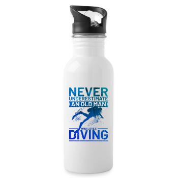 Scuba Taucher Spruch Herren Taucher - Trinkflasche mit integriertem Trinkhalm - Weiß - Rechts