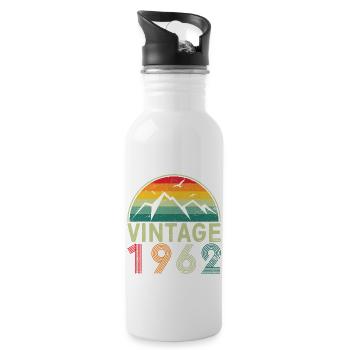 Vintage 1962 Born in 1962 60th Birthday Funny Clas - Water bottle with straw - white - Right