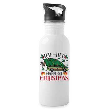 Happiest Christmas Tree Carrying Truck - Water bottle with straw - white - Right