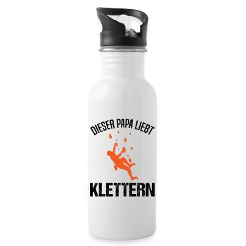 Kletterer Papa Spruch Kletterwand Geschenk - Trinkflasche mit integriertem Trinkhalm - Weiß - Rechts