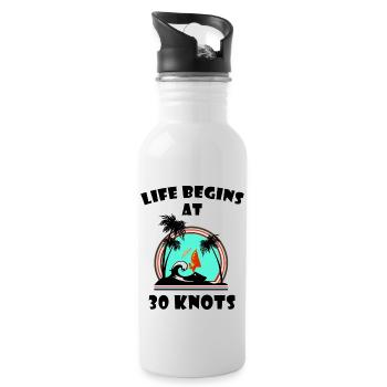 Life begins at 30 knots - Gourde avec paille intégrée - blanc - Droite