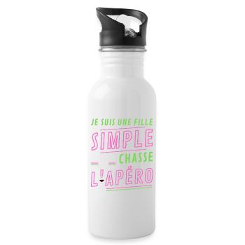 Je suis une fille simple chasse apéro - Gourde avec paille intégrée - blanc - Droite